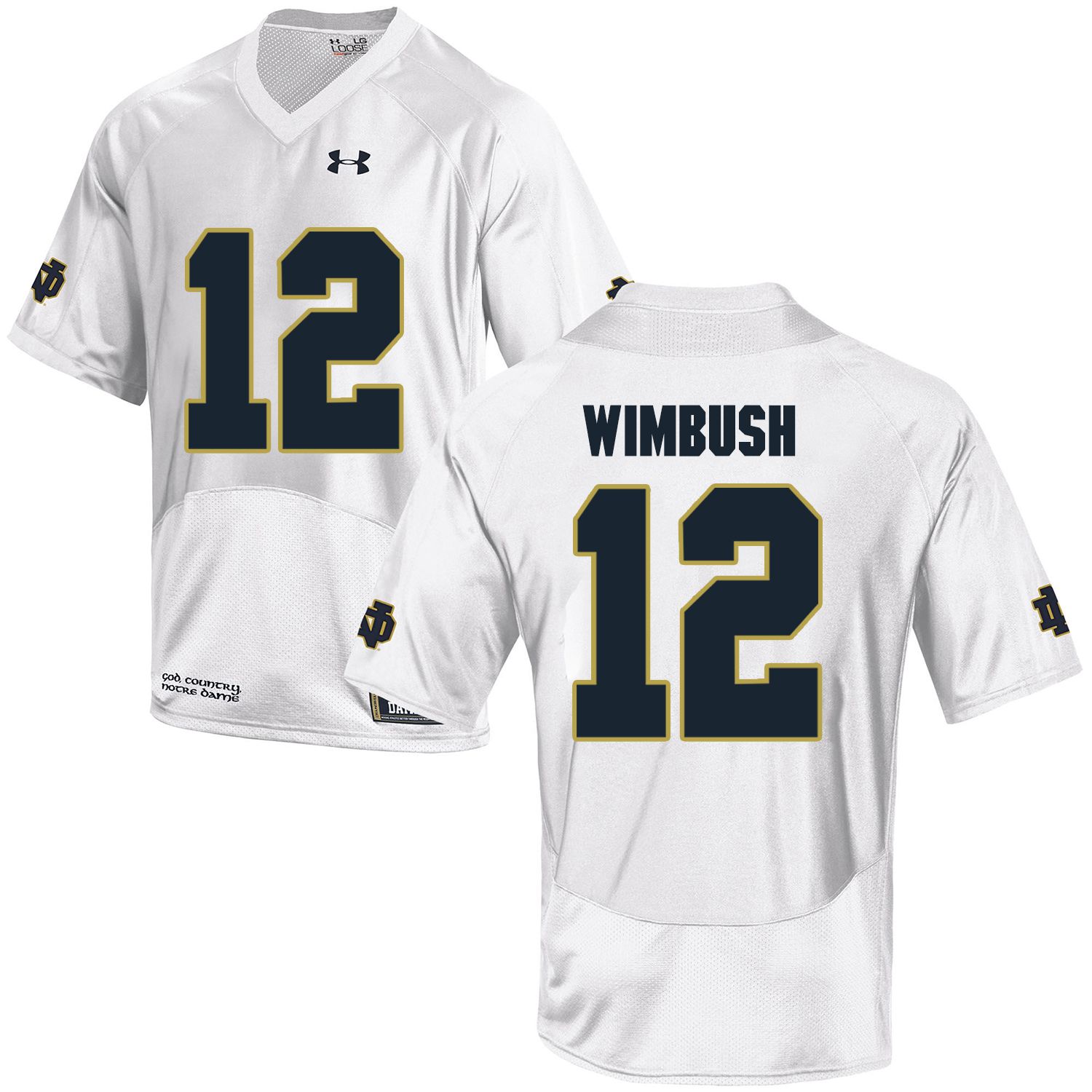 Men Norte Dame Fighting Irish 12 Wimbush White Customized NCAA Jerseys